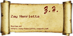 Zay Henrietta névjegykártya